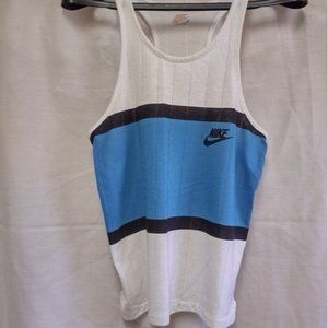 Nike Dri Fit Tank Top Women's White and Blue Color Block Racer Back Size Small